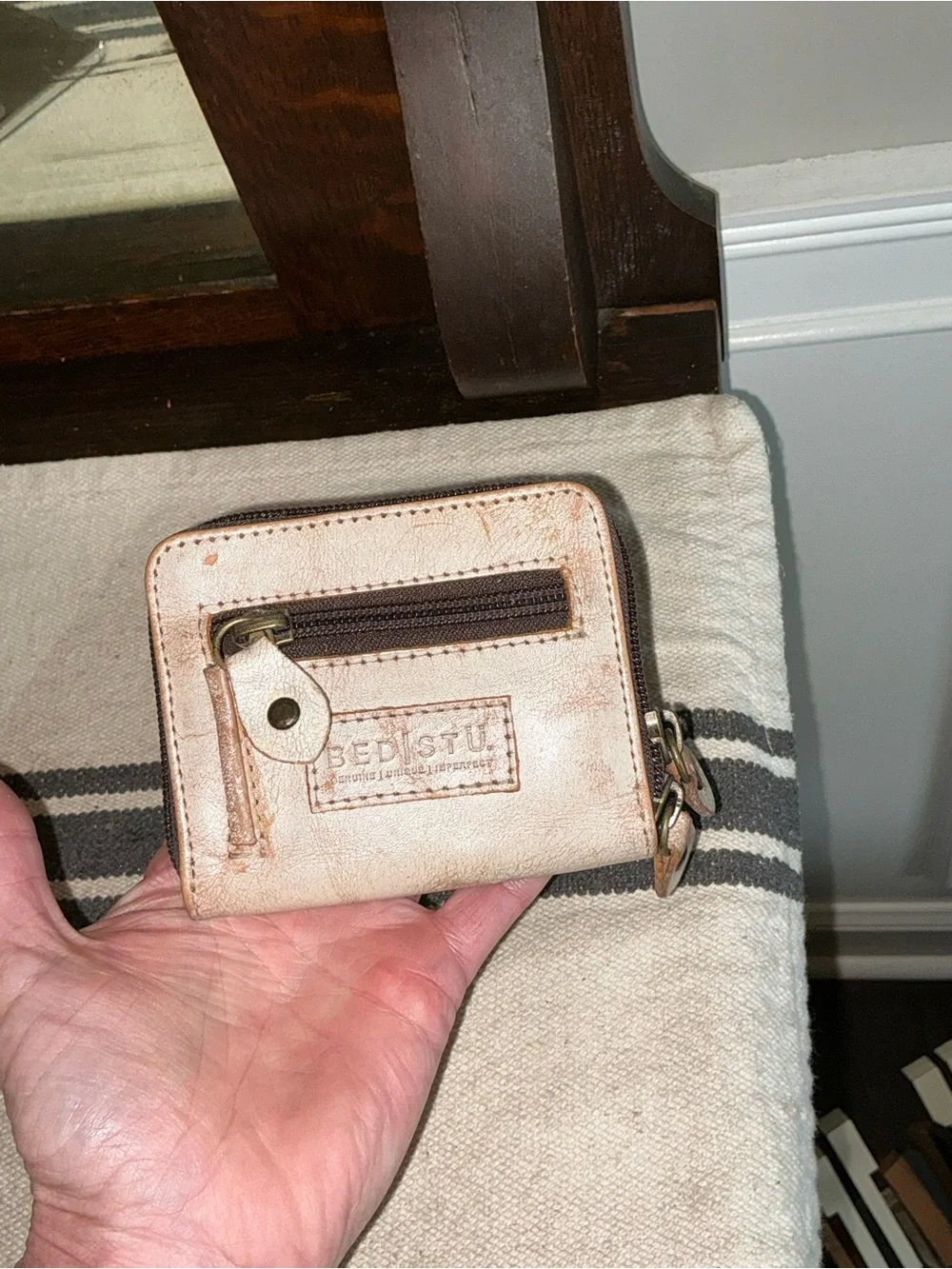 NWT Bed Stu Leather Peek Zip Around Wallet Card Holder Nectar Lux MSRP $145